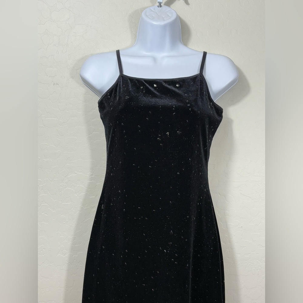 VTG 90's y2k Velvet liquid latex splattered bodycon Goth Dress Dark Fairy Prom M - Picture 7 of 14